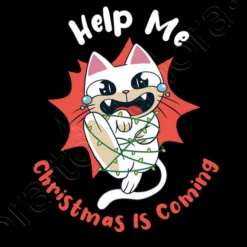 Aidez Noël Arrive Chat De Dessin Animé