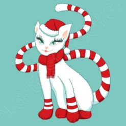 Chat Blanc Dans L39ambiance De Noël