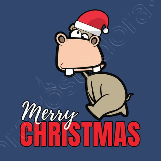 Joyeux Noël Hippo Dessin Animé Animal – Image 4