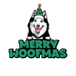 Joyeux Woofmas Drôle Chien Husky Noël