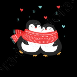 Mignon Pingouin Couple Noël Hiver