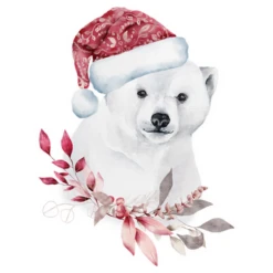Noël Bébé Ours Polaire Aquarelle Animal