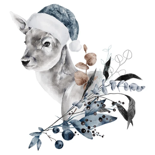 Noël Bébé Renne Aquarelle Animal