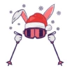Ski Père Noël Lapin Avec Bâtons De Ski